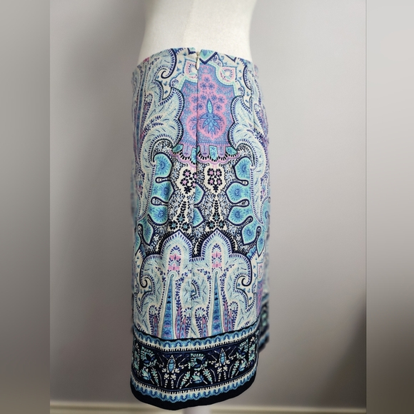 Talbots Pink And Blue Mykonos Paisley A-Line Skirt - 6p - Picture 3 of 8